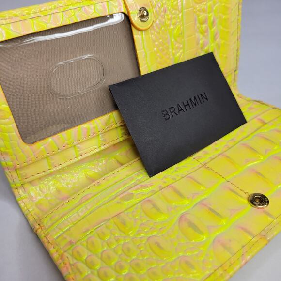 BRAHMIN Ady Wallet NOVA Melbourne Genuine Leather Yellow Iridescent NWT - Picture 10 of 12